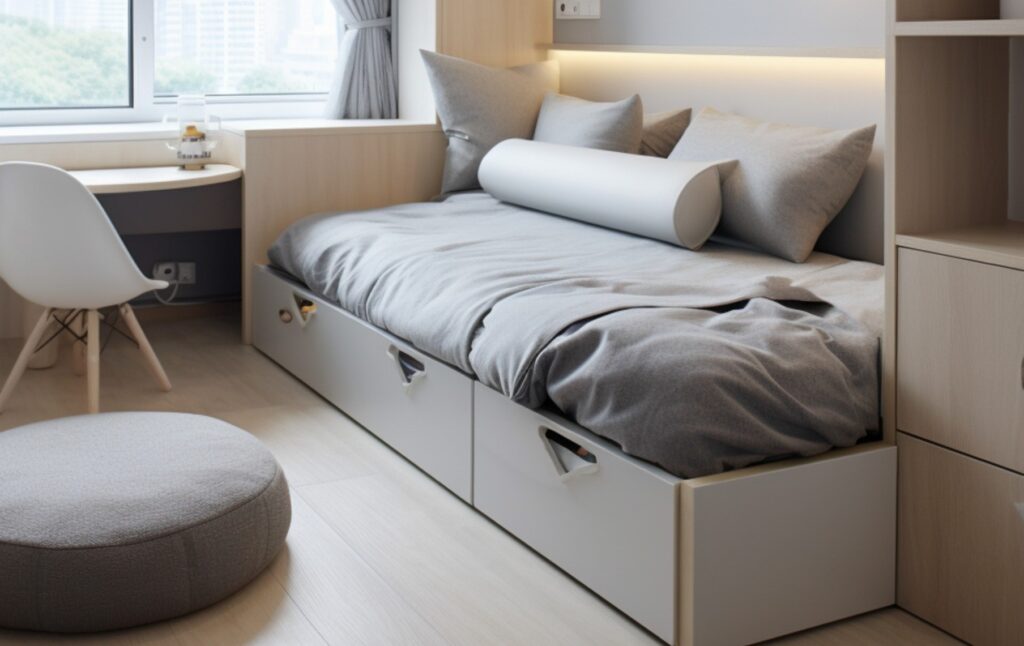 Storage beds for space-saving