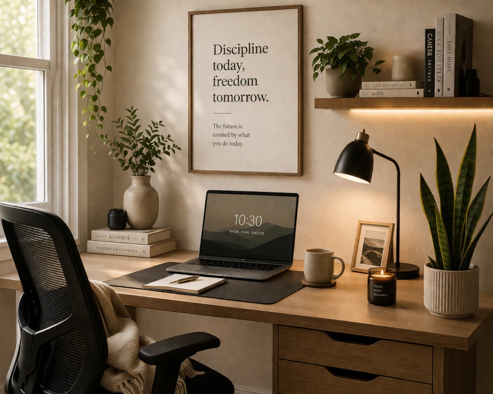 Home office decor ideas with plants and personal touches for a creative workspace — Furnofy