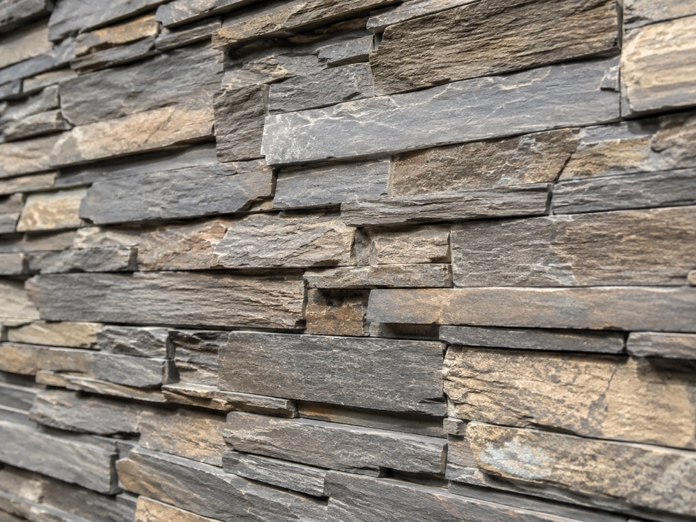 Close-up texture of natural stone wall cladding panels