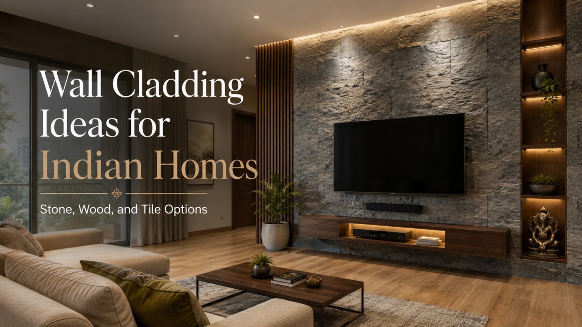 Read more about the article Wall Cladding Ideas for Indian Homes: Stone, Wood, and Tile Options