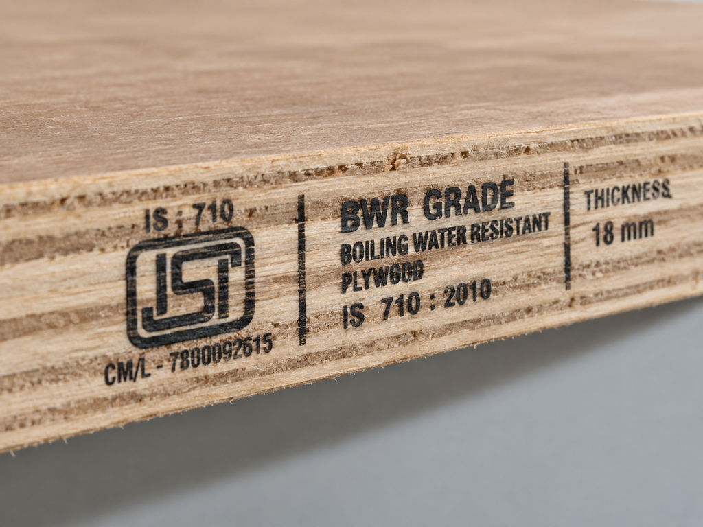 ISI certification stamp on a genuine plywood sheet