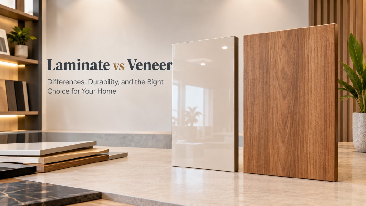 Read more about the article Laminate vs Veneer: Differences, Durability, and the Right Choice for Your Home