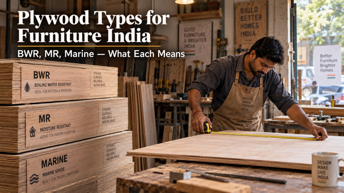 Read more about the article Plywood Types for Furniture India: BWR, MR, Marine — What Each Means