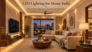 Warm white LED lighting in a modern Indian living room